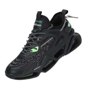 SAKITAMA Men’s 6 Black Green Sport Running Non Slip Casual Athletic Blade Shoes